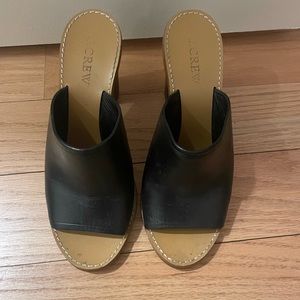 Jcrew black leather mule heel
